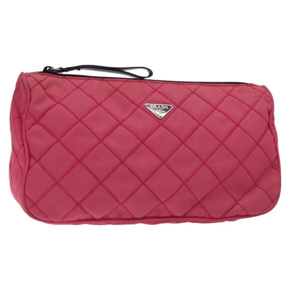 PRADA Pouch Nylon Pink Silver Auth 129940 - Picture 1 of 15